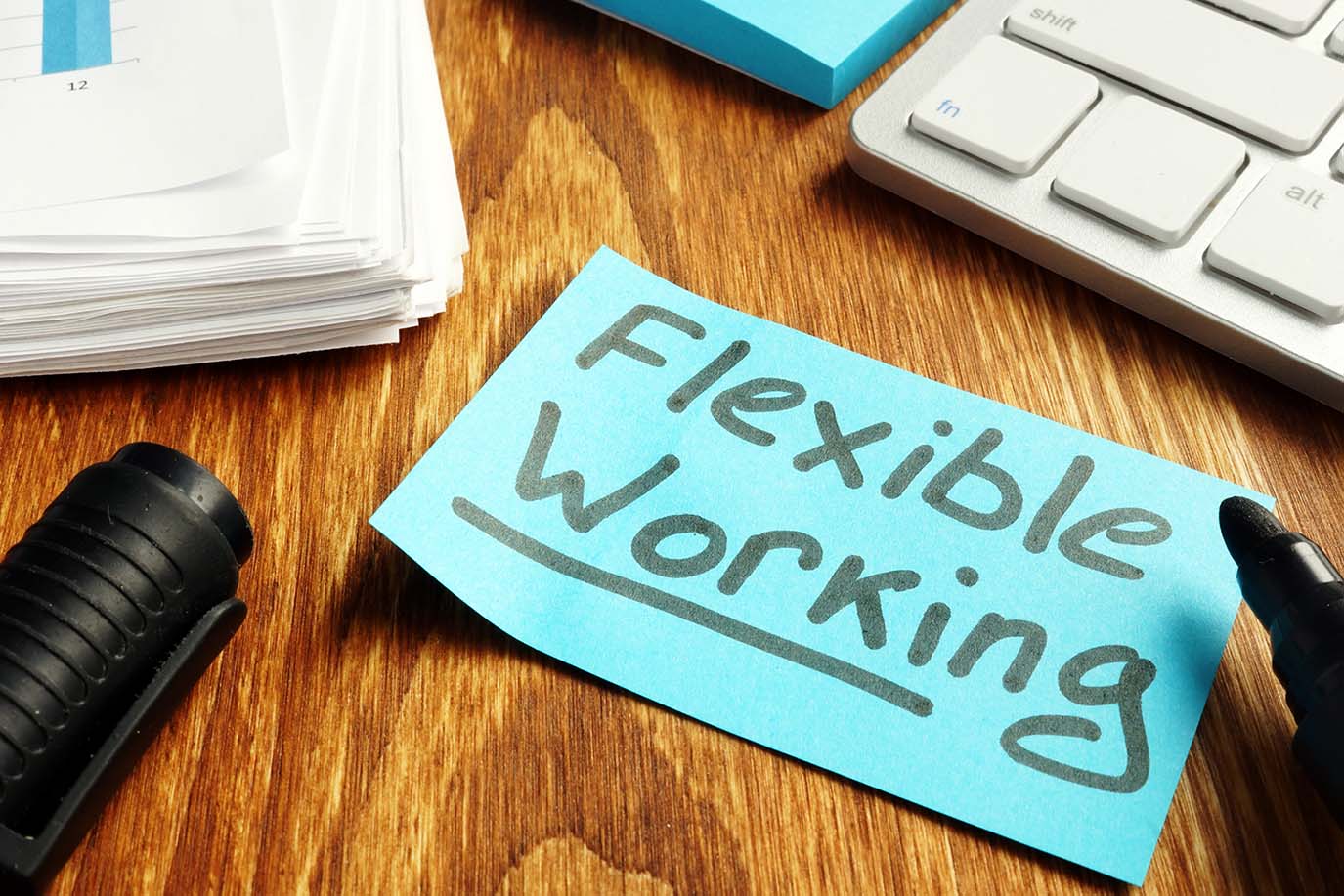 Flexible Working written on a post it note